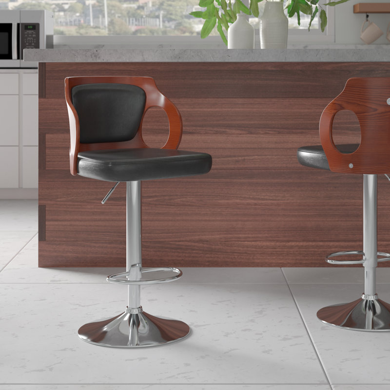 Orren Ellis Hartung Swivel Adjustable Height Bar Stool & Reviews Wayfair